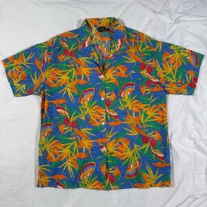 Vintage Catalina Hawaiian Shirt Bird of Paradise Tropical Floral USA Made Medium